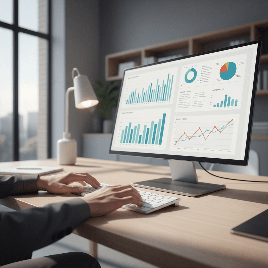 Laptop showing analytics data on a desk