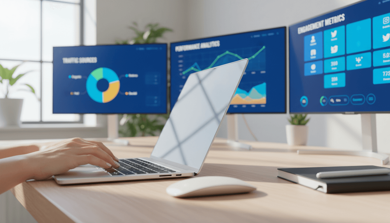 Paid ads performance dashboard on a computer monitor